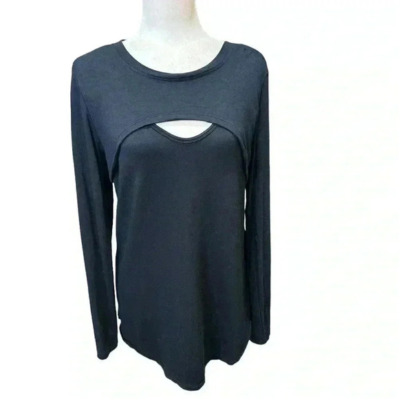 CAbi Peekaboo Tee Black Long-sleeve Size M - Picture 2 of 7